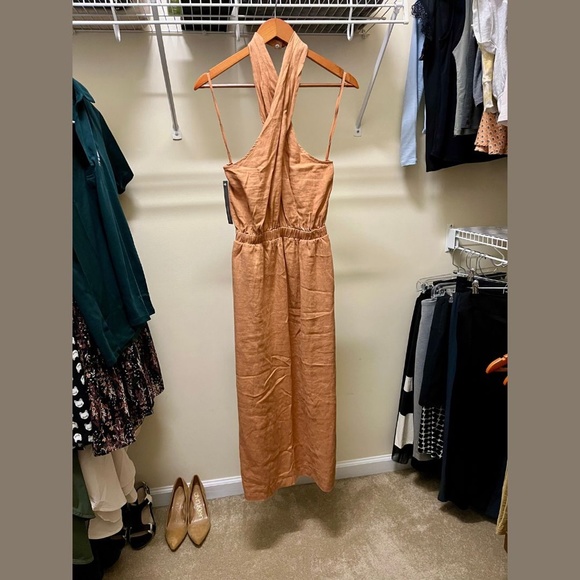 Anthropologie Cloth & Stone NWT linen cross-halter maxi dress (small) - Picture 8 of 11